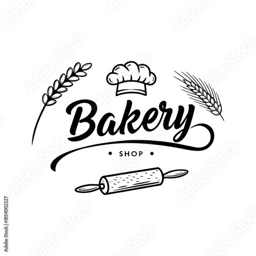 bakery shop logo design silhouette vector line art logo design