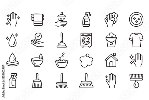 Cleaning and Hygiene Icons for Housekeeping Apps, UI Dashboards, Home Services