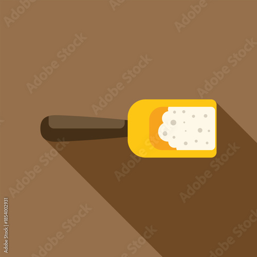 Yellow scoop with white sugar or flour in a flat design style