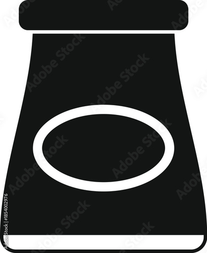 Simple black and white icon showing a food jar or storage container with a blank label