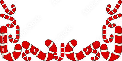 Candy Cane vector Frame isolated transparent background. Christmas empty Frame template design. Perfect holiday Sale banner background with copy space. Editable stroke EPS 10