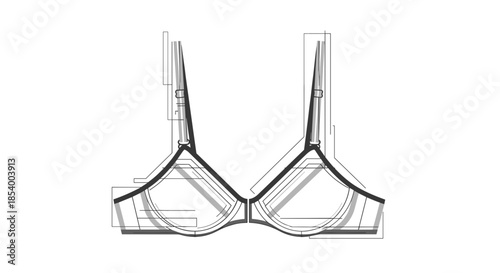 Illustration of adjustable bra with detailed strap design, isolated on a clean white background