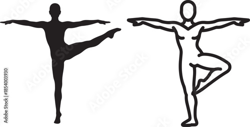 Black and white yoga balance silhouette