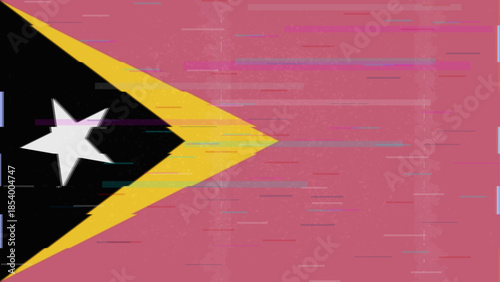 Timor-Leste - East Timor glitch flag vector, RGB split distortion, digital abstract video frame illustration