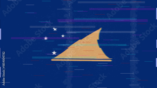 Tokelau glitch flag vector, RGB split distortion, digital abstract video frame illustration