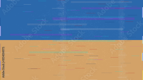 Ukraine glitch flag vector, RGB split distortion, digital abstract video frame illustration