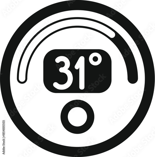 Smart home thermostat icon showing 31 degrees, representing climate control and heating or cooling