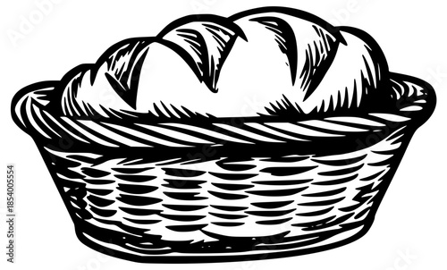 Bread basket with loaf illustration