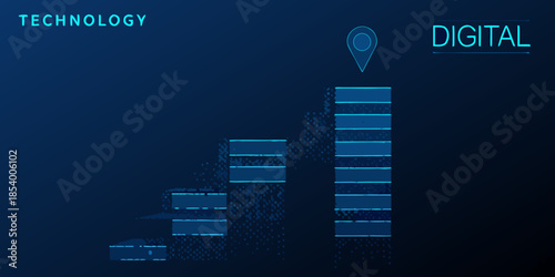 Digital technology growth a visual representation of ascending steps and progress