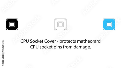 Cpu socket cover icon protecting motherboard cpu socket pins from damage