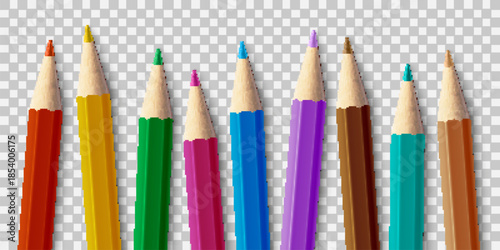 Group wooden color pencils, rainbow abstract creative background