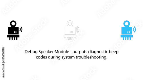 Debug speaker module outputs diagnostic beep codes during system troubleshooting