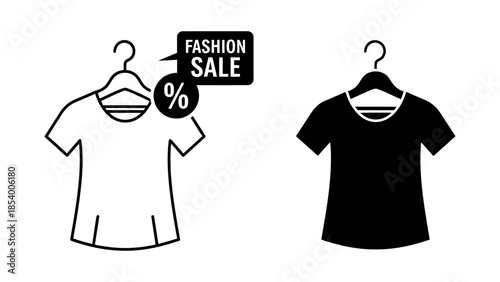 Flat Vector T-shirt Hanger Icons with Fashion Sale Details
