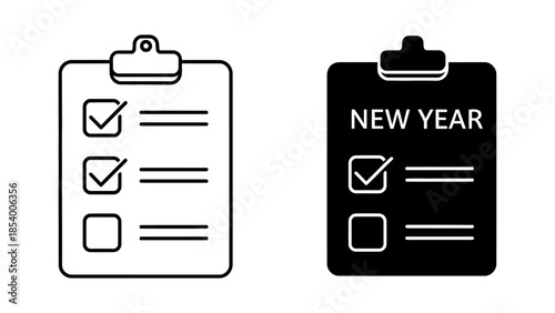 Checklist Icons with Checkmarks and Empty Boxes on White