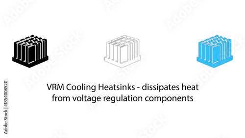 Vrm cooling heatsinks dissipate heat from voltage regulation components