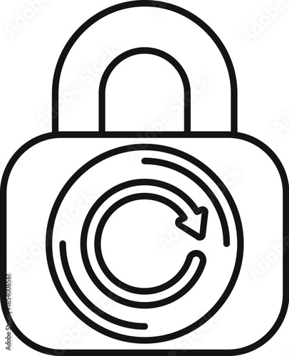 Padlock showing refresh loop arrow symbolizing password reset and data recovery