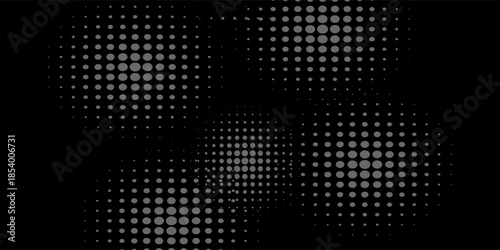 dark grey halftone and grunge pattern. Retro comic gradient background. dark grey dotted texture overlay. Cartoon pop art faded gradient pattern. backdrop for poster, banner, advertisement, event