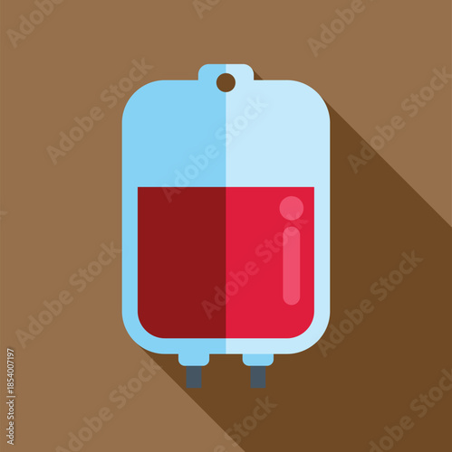 Blood bag vector icon showing medical transfusion concept in flat design style