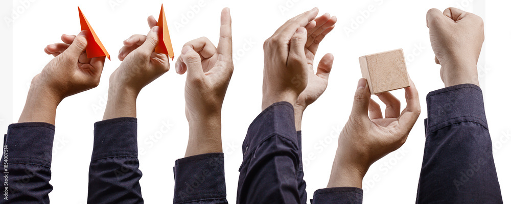 Fototapeta premium Diverse human hands performing various actions and holding objects. human gestures set collection. holding Hands. body language. High quality photo