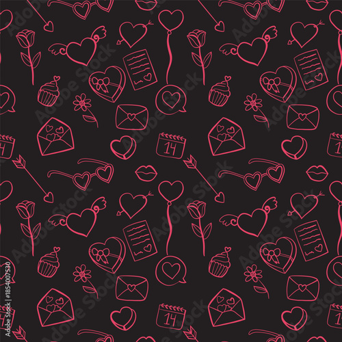 vector seamless pattern with valentine 's day elements