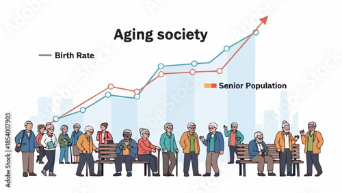 Diverse group of elderly people gathered together.