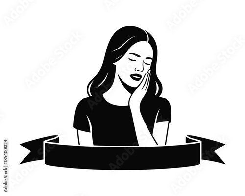 Woman with hand on face and closed eyes in contemplation