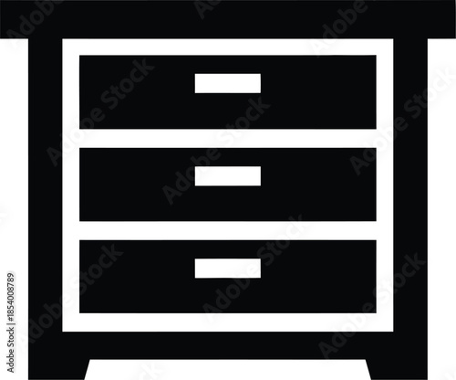 Icon of a chest of drawers with three drawers for bedroom or office furniture illustration