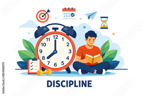 Time management and self discipline in personal development concept