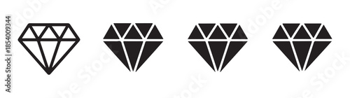 Set of four black diamond icons vector illustration brilliant gem symbols luxury jewelry logo isolated on white