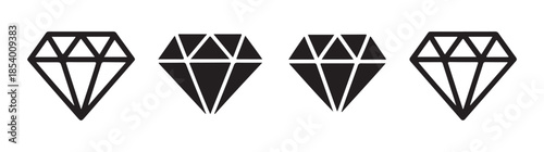 Set of four black diamond icons vector illustration brilliant gem symbols luxury jewelry logo isolated on white