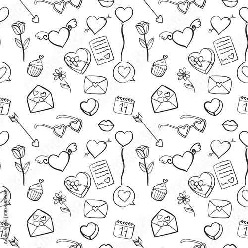vector seamless pattern with valentine 's day elements