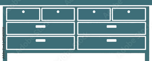 A simple and modern illustration of a large chest of drawers for home storage and organization