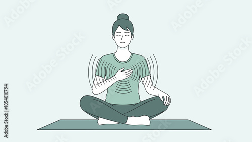 Mindful breathing in calm yoga pose with soothing vibes