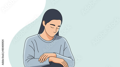 Peaceful moment: calm person reflecting with minimalist style for mindfulness themes