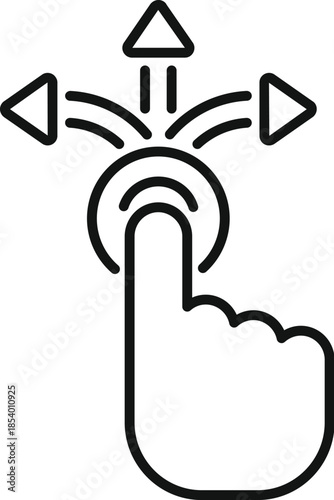 Finger touching screen, making a selection and swiping in multiple directions