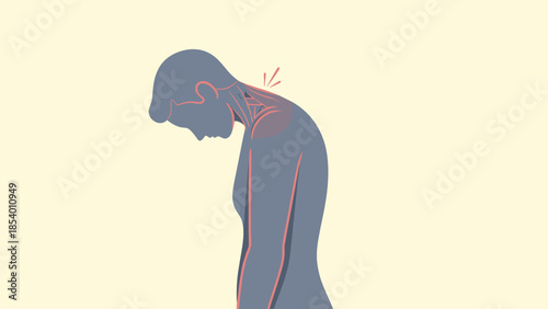 Neck pain awareness: highlighting posture issues with anatomical side view diagram