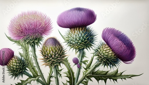 Botanical Thistle Illustration Detailed Vintage Drawing And Floral Design