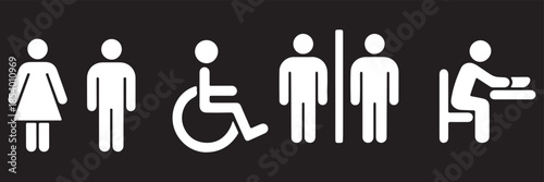 Toilet icon set for web and mobile app. Girls and boys restrooms sign and symbol. bathroom sign. wc, lavatory