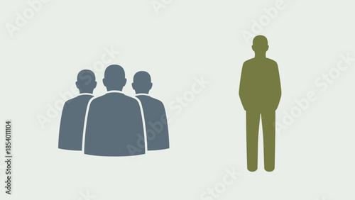 Conceptual silhouette of individual vs. group in minimalist design