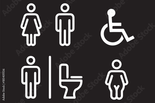 Toilet icon set for web and mobile app. Girls and boys restrooms sign and symbol. bathroom sign. wc, lavatory