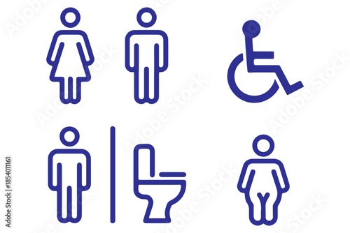 Toilet icon set for web and mobile app. Girls and boys restrooms sign and symbol. bathroom sign. wc, lavatory