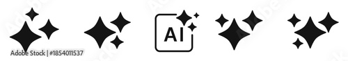 Ai generate symbol icon set. Set of AI, Artificial intelligence symbol icon - Stock Vector
