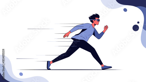 Fast running person in motion with dynamic speed effect and modern design