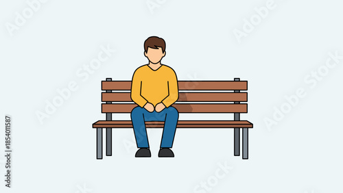 Minimalist flat style illustration of a person sitting on a bench