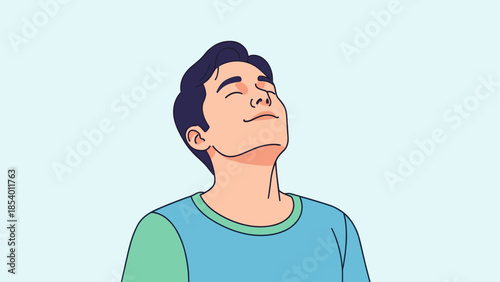 Tranquil moment: person relaxing with eyes closed in minimalist art style