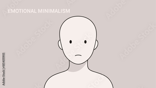 Minimalistic expressionless figure depicting emotional simplicity on neutral background