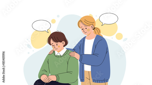 Comforting support: woman consoling a sad friend