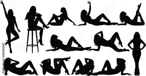 Successful Business Team Silhouette Holding Laptops, Disabled Trumpet Player in Wheelchair Performing for Audience, Modern Park Trees, Diverse Professional Fashion Poses Vector Illustration