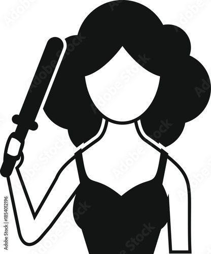 Woman silhouette holding up a police baton, representing protest, riot, and self defense