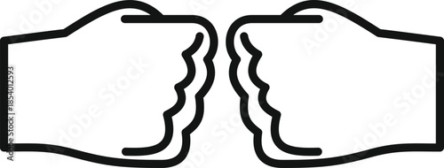 Two hands performing a fist bump, representing teamwork and friendship in an outline icon